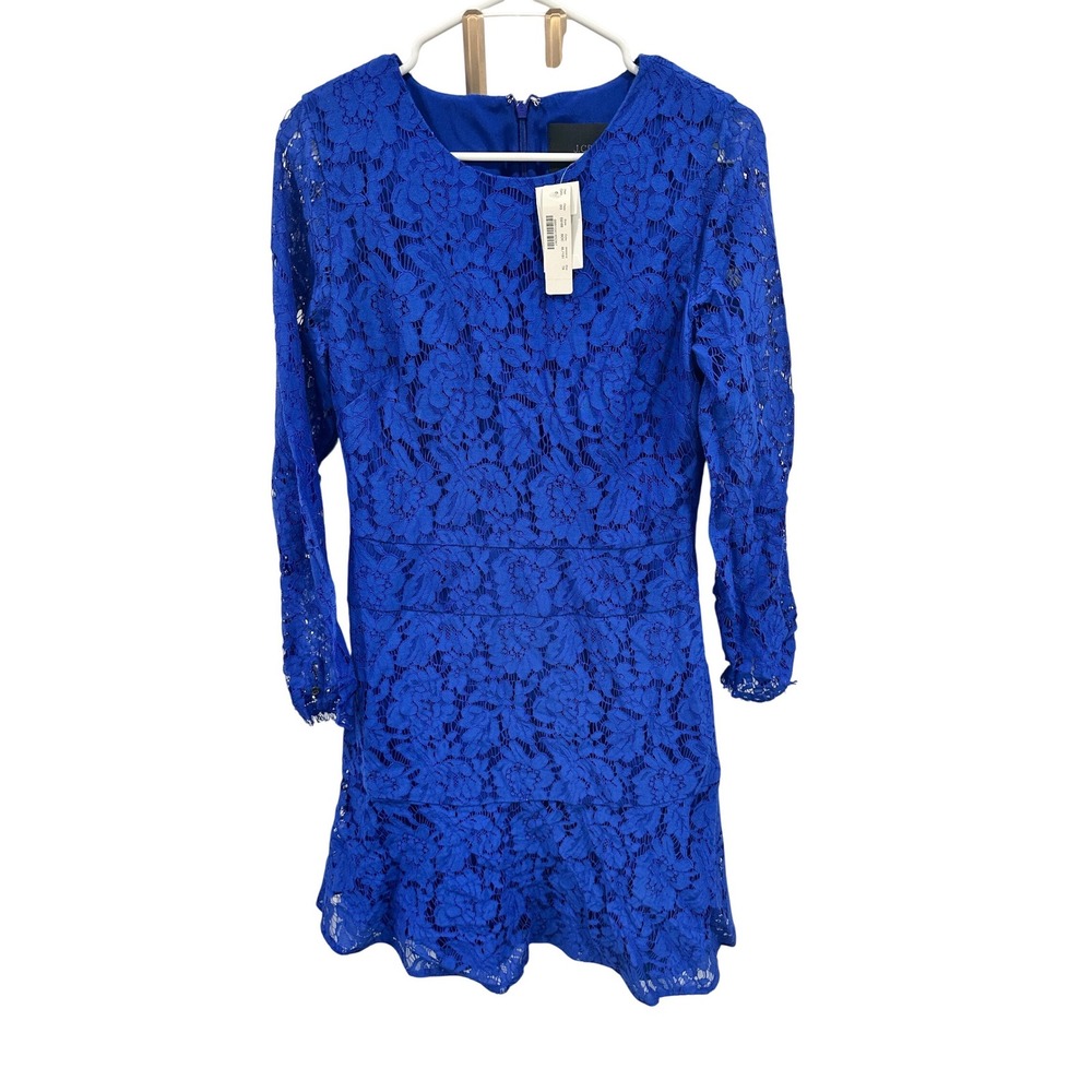 J. Crew Royal Blue‎ Lace Tiered Sheath Dress Size 8T 8 TALL
